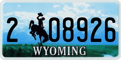 WY license plate 208926