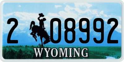 WY license plate 208992