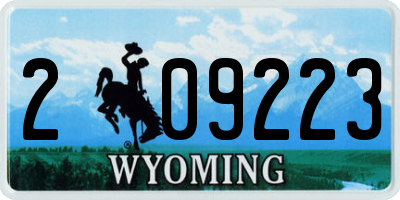 WY license plate 209223