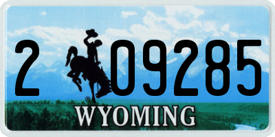 WY license plate 209285