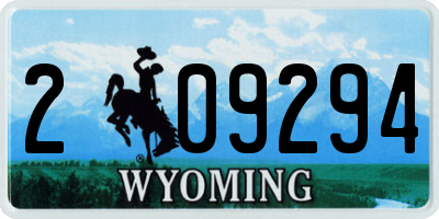 WY license plate 209294
