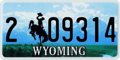 WY license plate 209314
