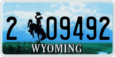 WY license plate 209492