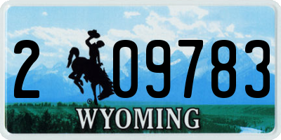 WY license plate 209783