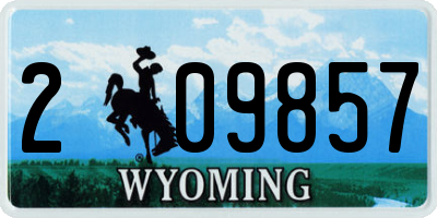 WY license plate 209857