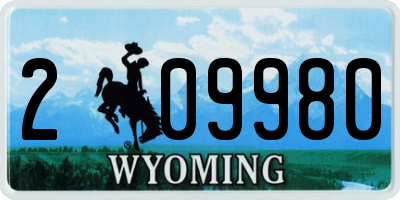 WY license plate 209980