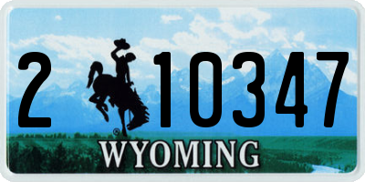 WY license plate 210347
