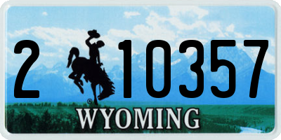 WY license plate 210357