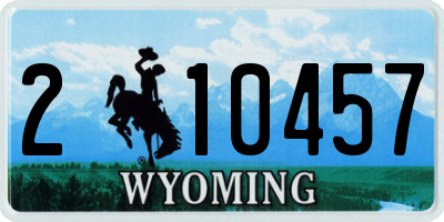 WY license plate 210457