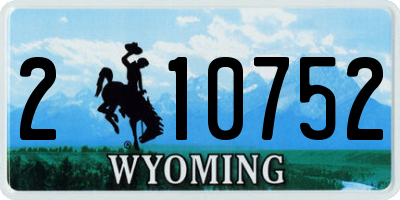 WY license plate 210752