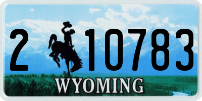 WY license plate 210783