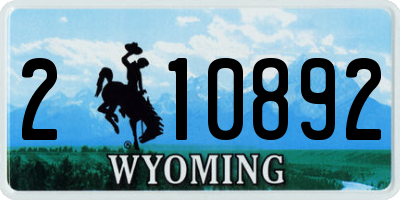 WY license plate 210892