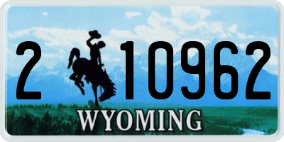 WY license plate 210962