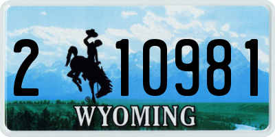 WY license plate 210981
