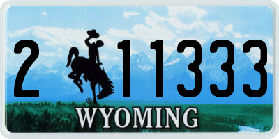 WY license plate 211333