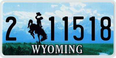 WY license plate 211518