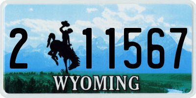 WY license plate 211567
