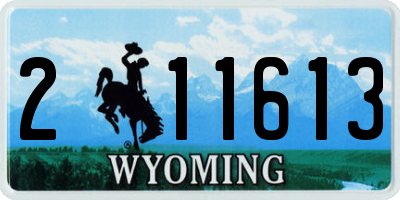 WY license plate 211613