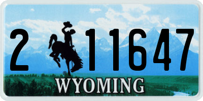 WY license plate 211647