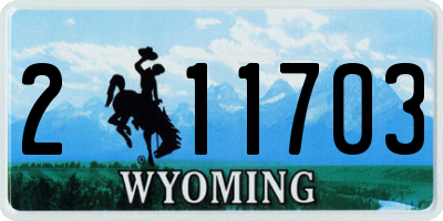 WY license plate 211703