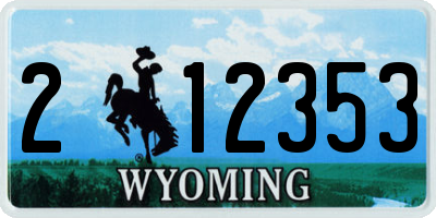 WY license plate 212353