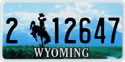 WY license plate 212647