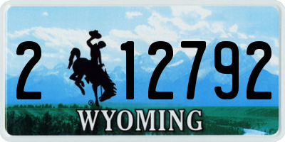 WY license plate 212792