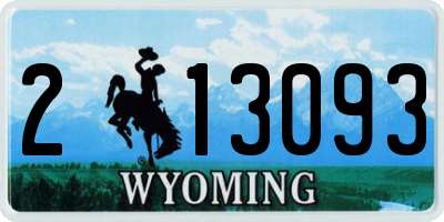 WY license plate 213093
