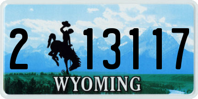 WY license plate 213117