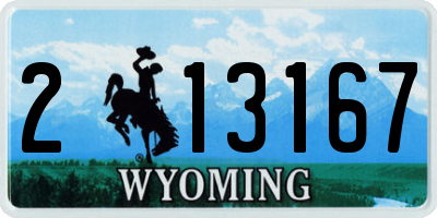 WY license plate 213167