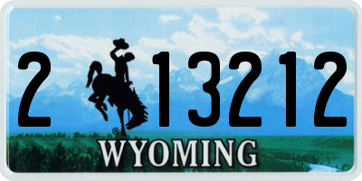 WY license plate 213212