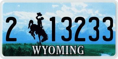 WY license plate 213233