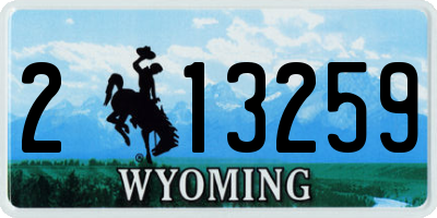 WY license plate 213259