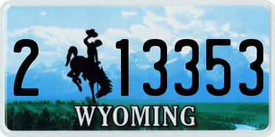WY license plate 213353