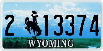 WY license plate 213374