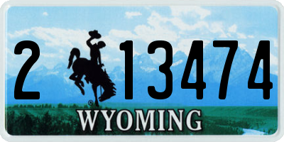 WY license plate 213474
