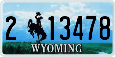 WY license plate 213478