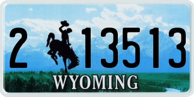 WY license plate 213513