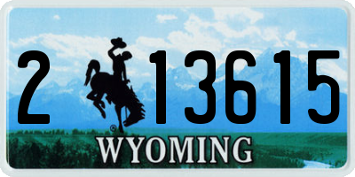 WY license plate 213615