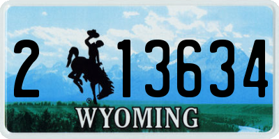 WY license plate 213634