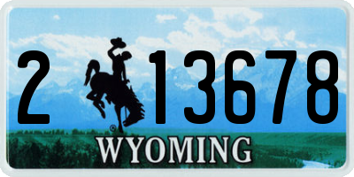 WY license plate 213678
