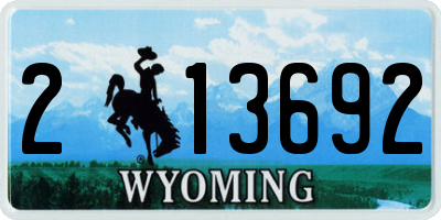 WY license plate 213692