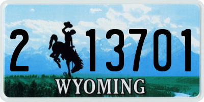 WY license plate 213701