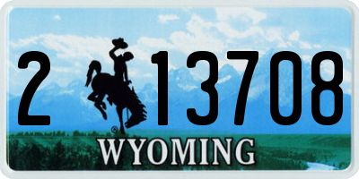 WY license plate 213708