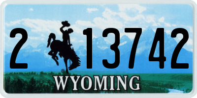 WY license plate 213742
