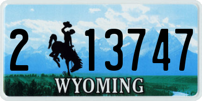 WY license plate 213747