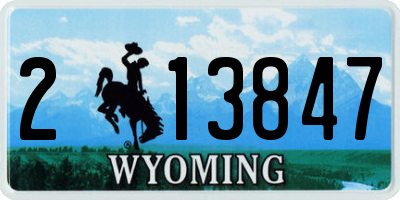 WY license plate 213847