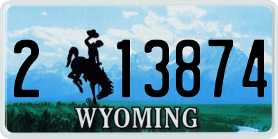 WY license plate 213874