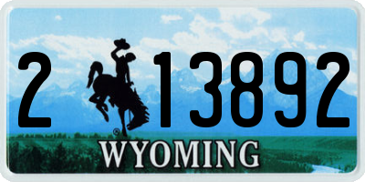 WY license plate 213892