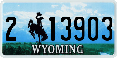 WY license plate 213903